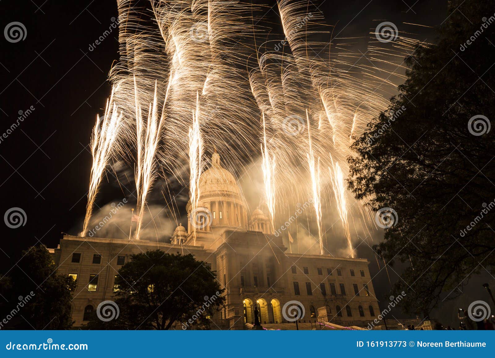 rhode island statehouse with fireworks for gloria gemma waterfire