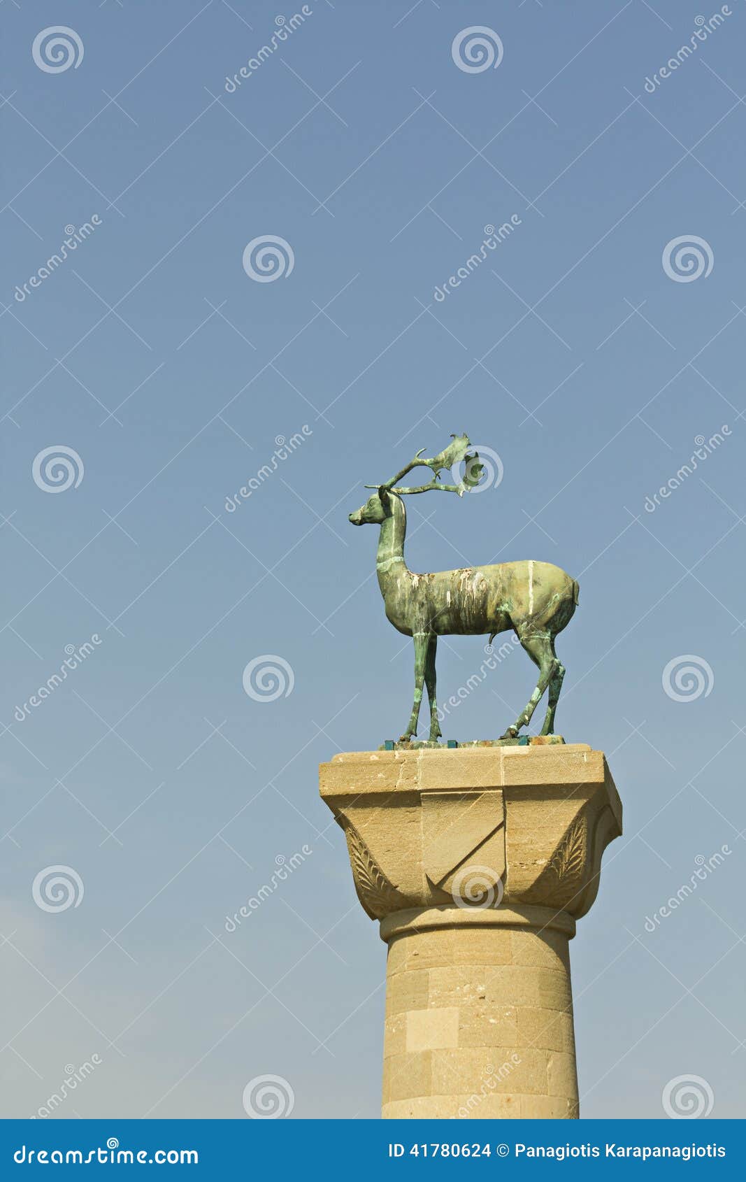 Rhodes Island in Greece. Statue Od the Deer Stock Photo Image of