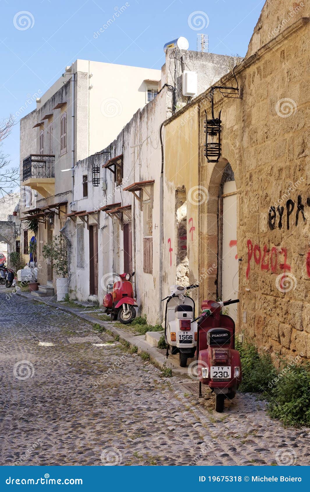 Rhodes street editorial stock photo. Image of classic 19675318