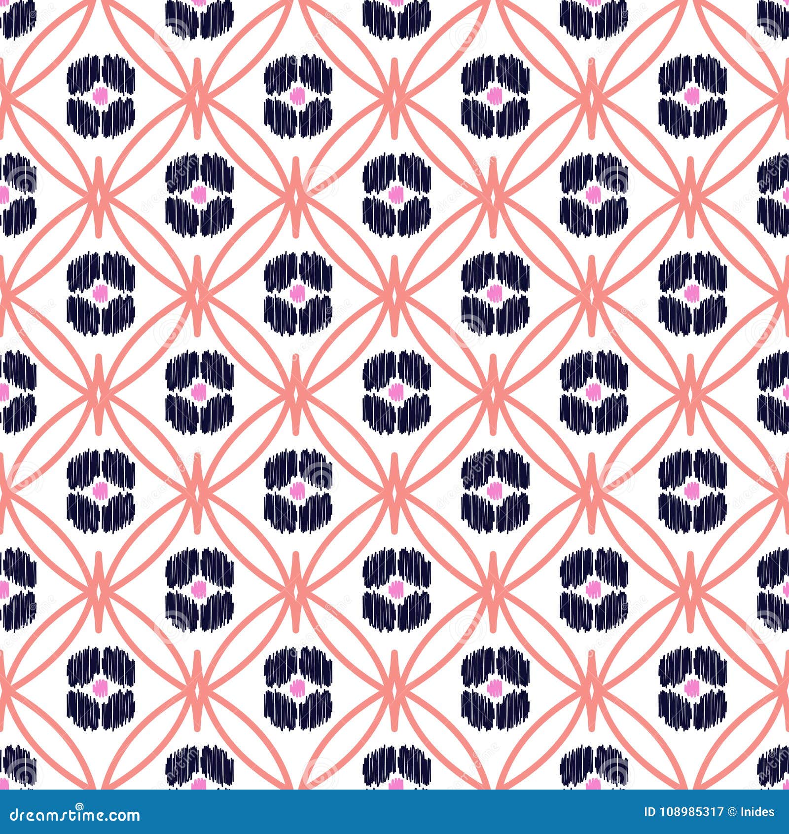 Rhombs Decorated Shapes Seamless Vector Pattern. Stock Vector