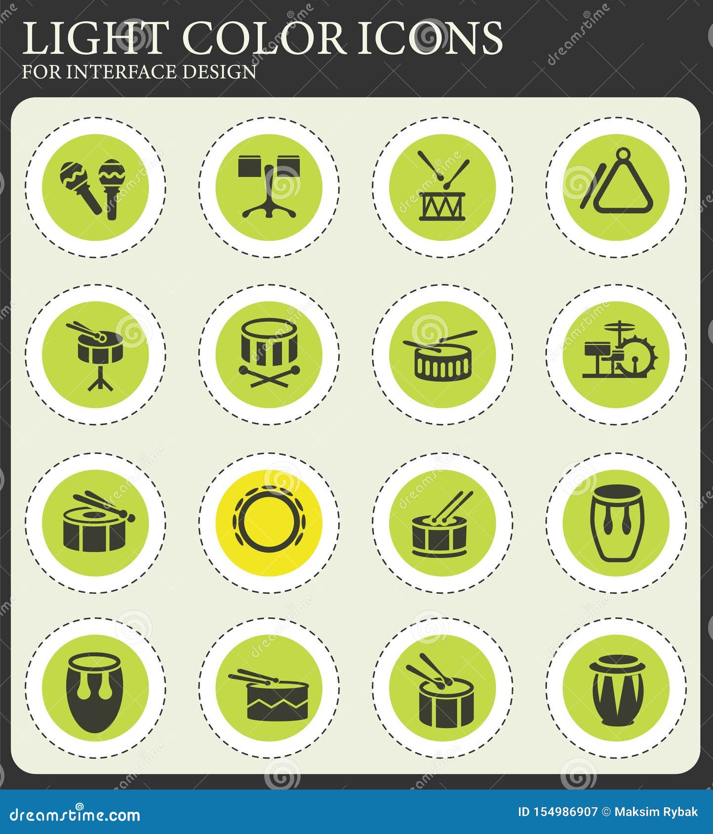 rhythm instruments icon set
