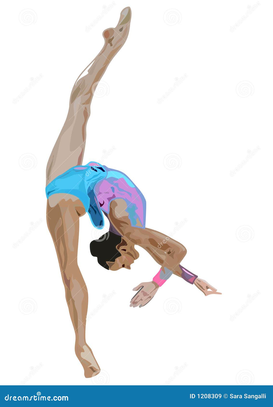 Rhythmic Gymnast With A Ball. Little Girl In A Gymnastic Leotard