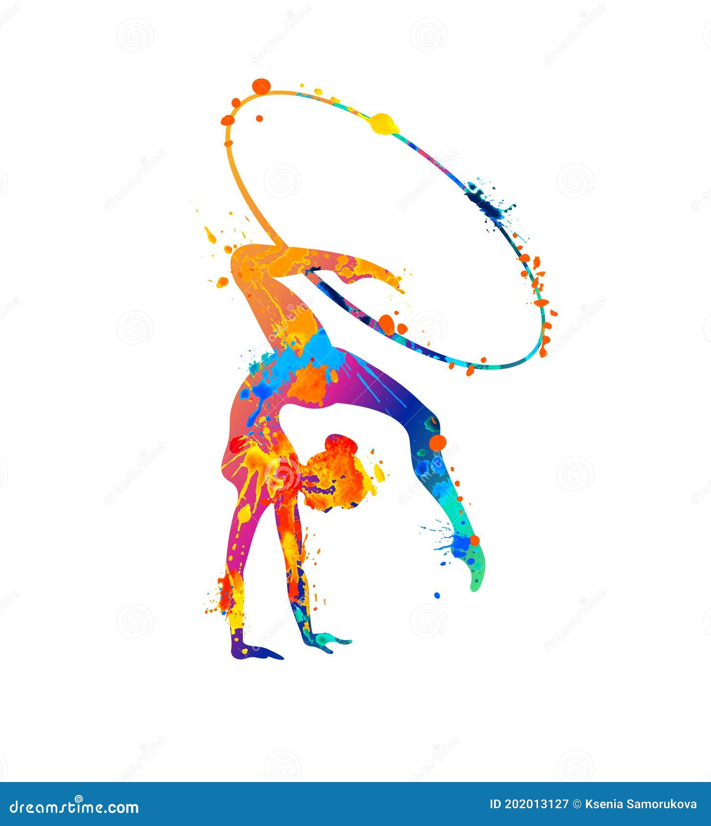 rhythmic gymnastics girl with hoop. dancer silhouette
