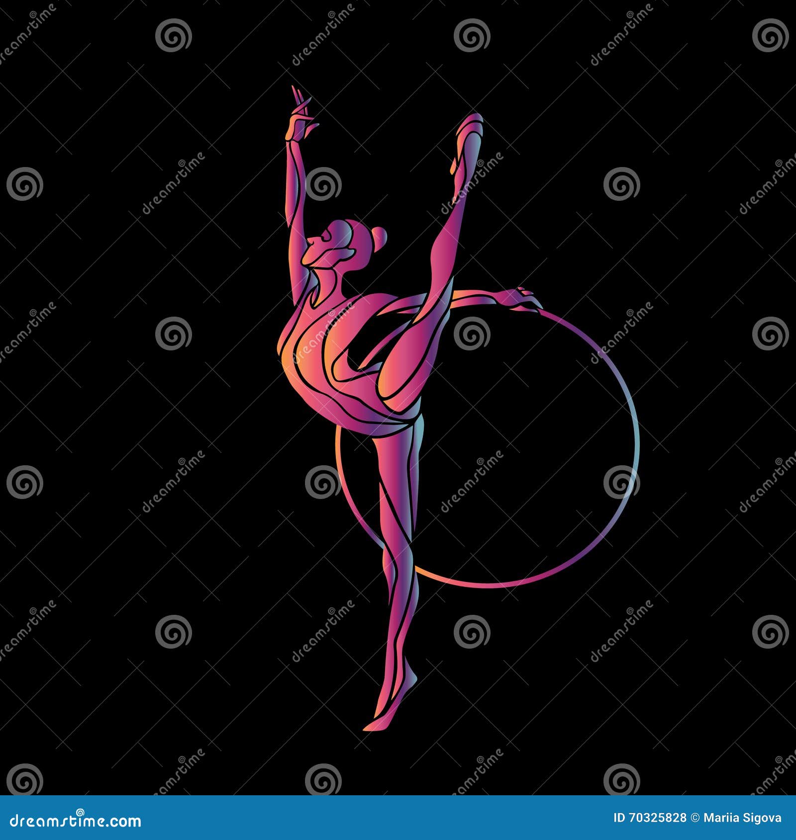 Photo & Art Print Rhythmic Gymnastics with Hoop Silhouette on white  background