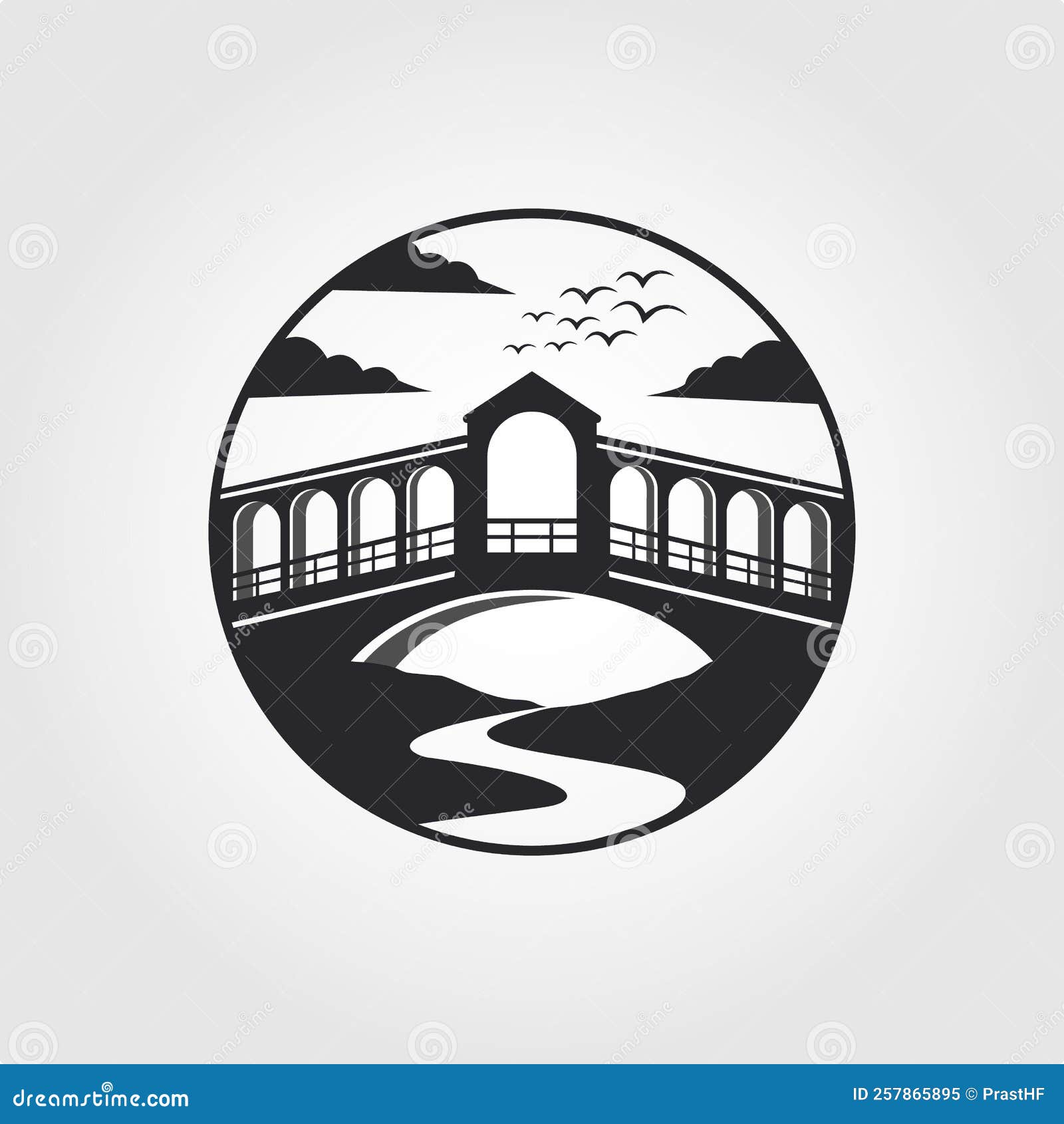 rialto bridge and river logo    , creative bridge logo 
