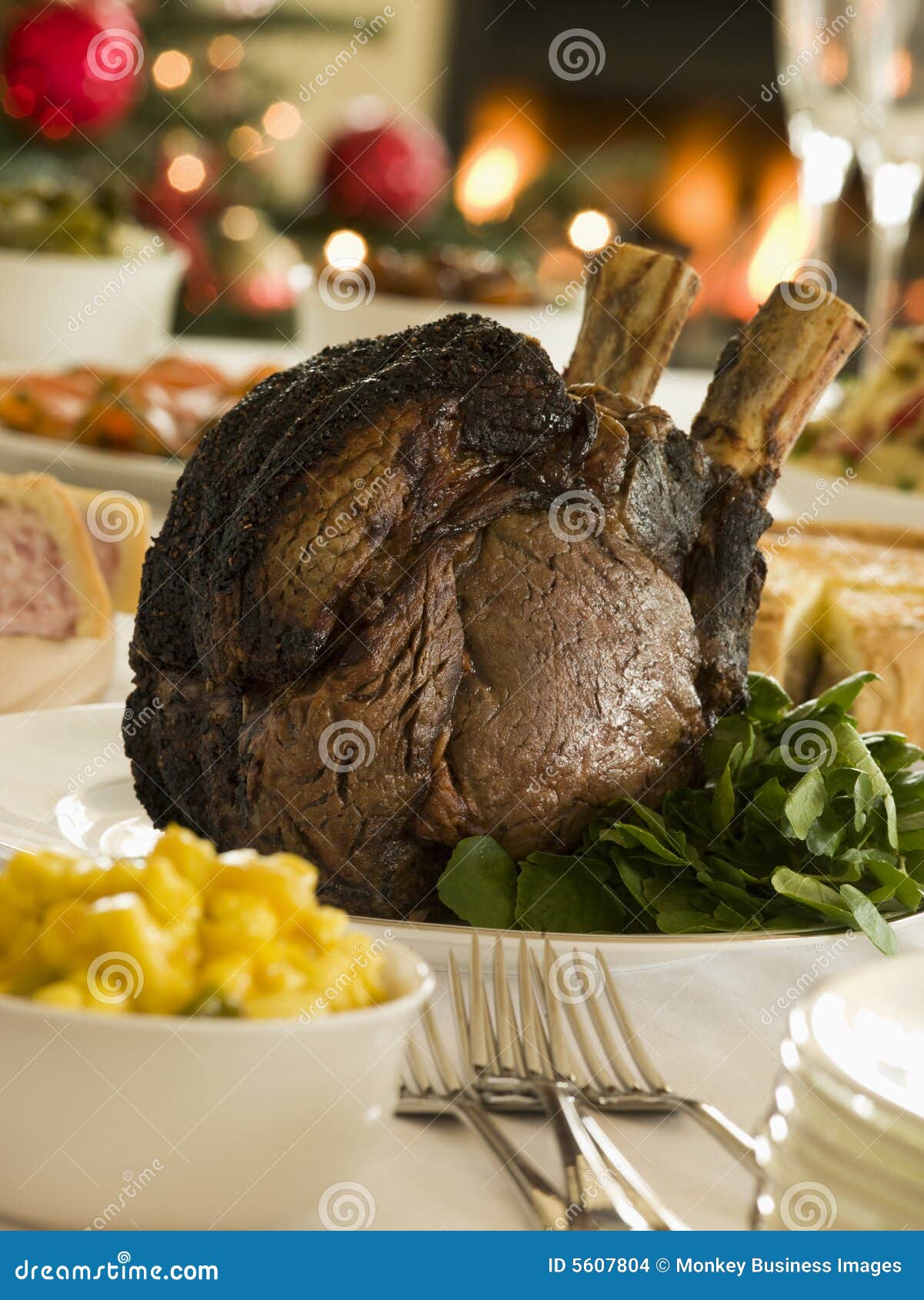 Rib of British Beef Boxing Day Buffet Stock Photo Image of dining