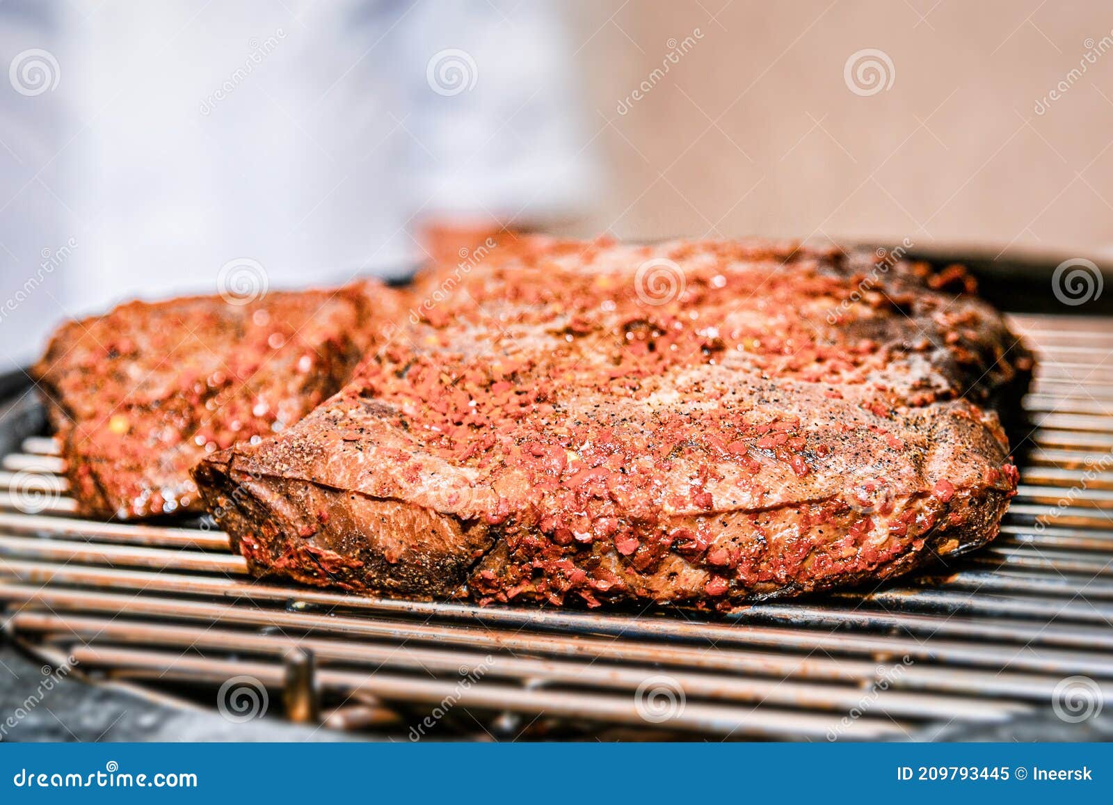 Rib Eye Steak on the Grill. High Grate Stock Image Image of grill