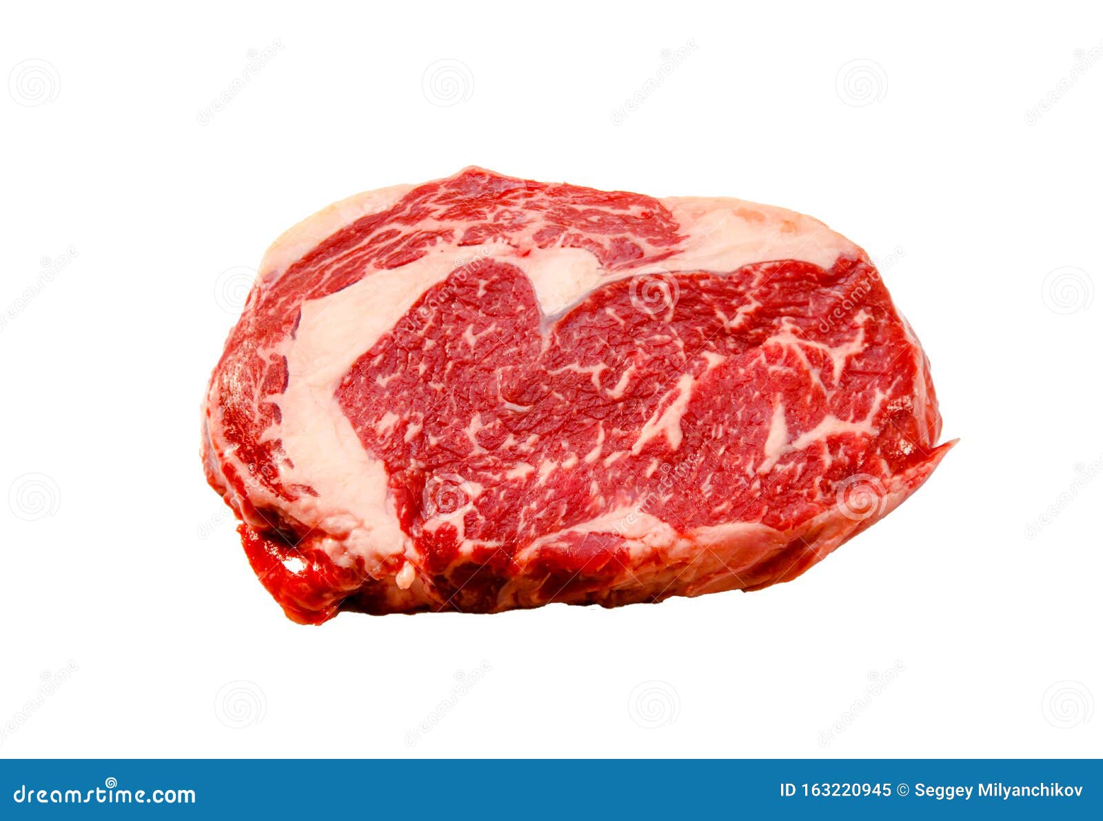 A Rib Eye Steak of Marbled Grainfed Beef Stock Image Image of