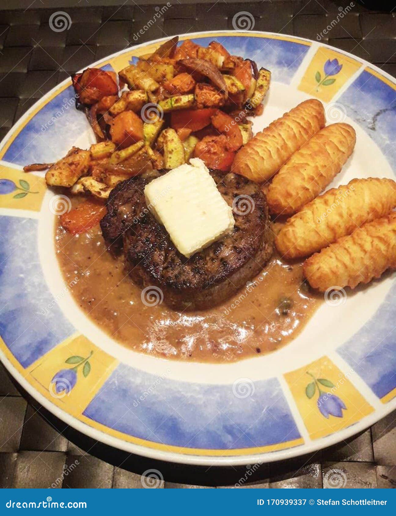 Rib Eye Steak with Sauce and Vegetables Stock Image Image of cuisine