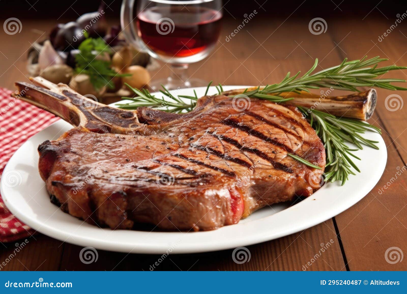 Ribeye Veal Chop with Grill Marks on a Platter Stock Image Image of