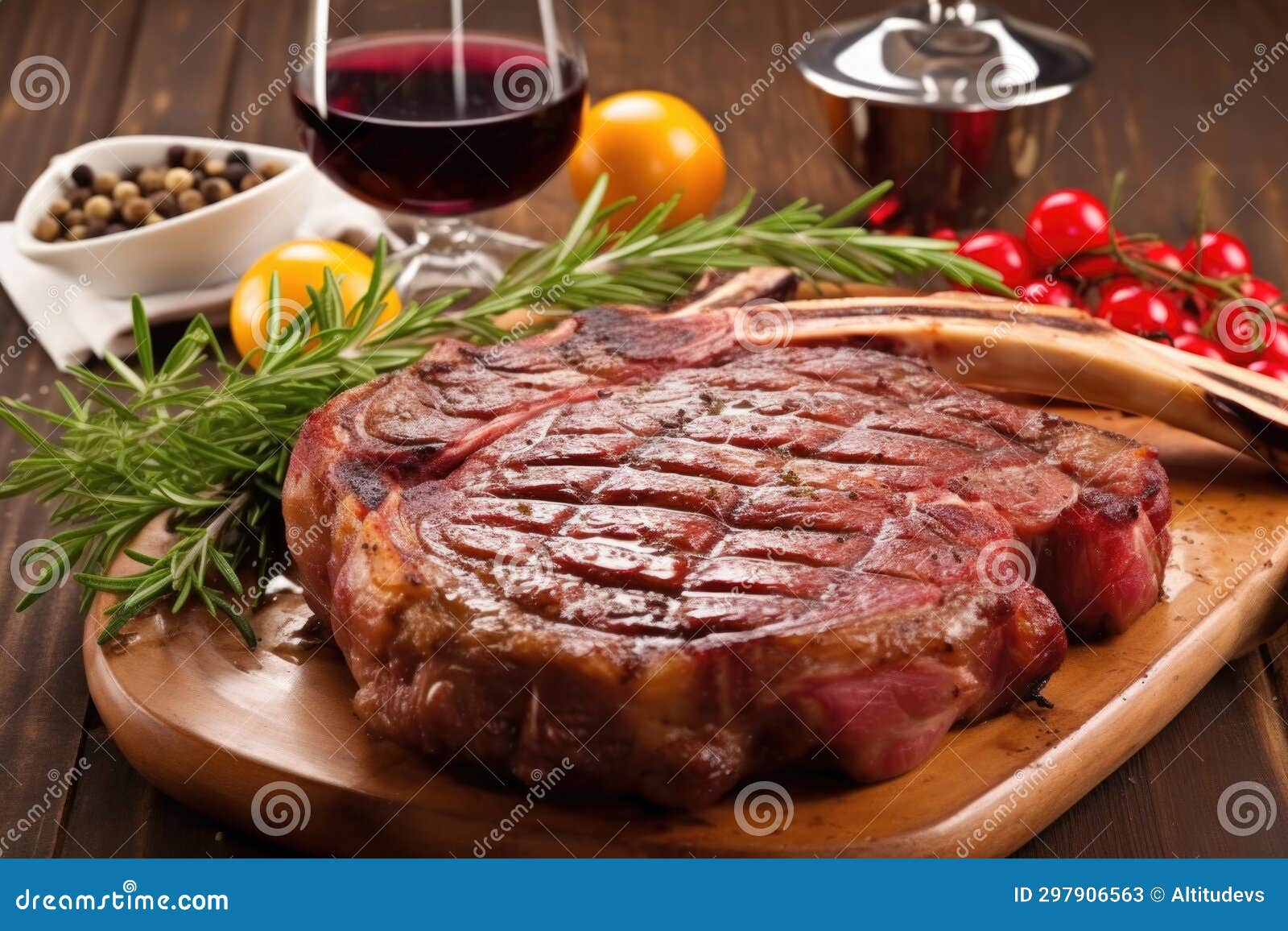 Ribeye Veal Chop with Grill Marks on a Platter Stock Image Image of