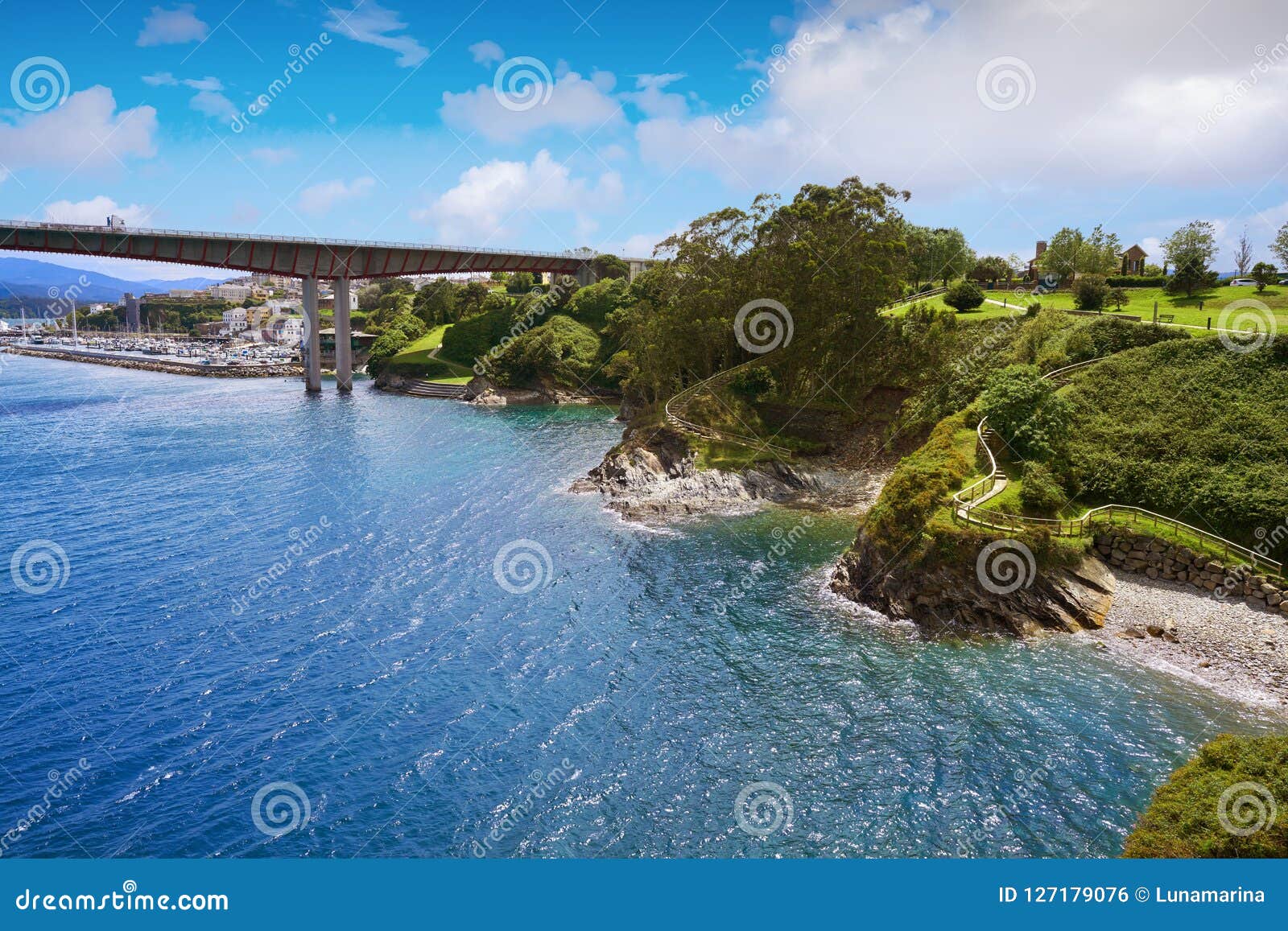 ribadeo bridge over eo river galicia spain