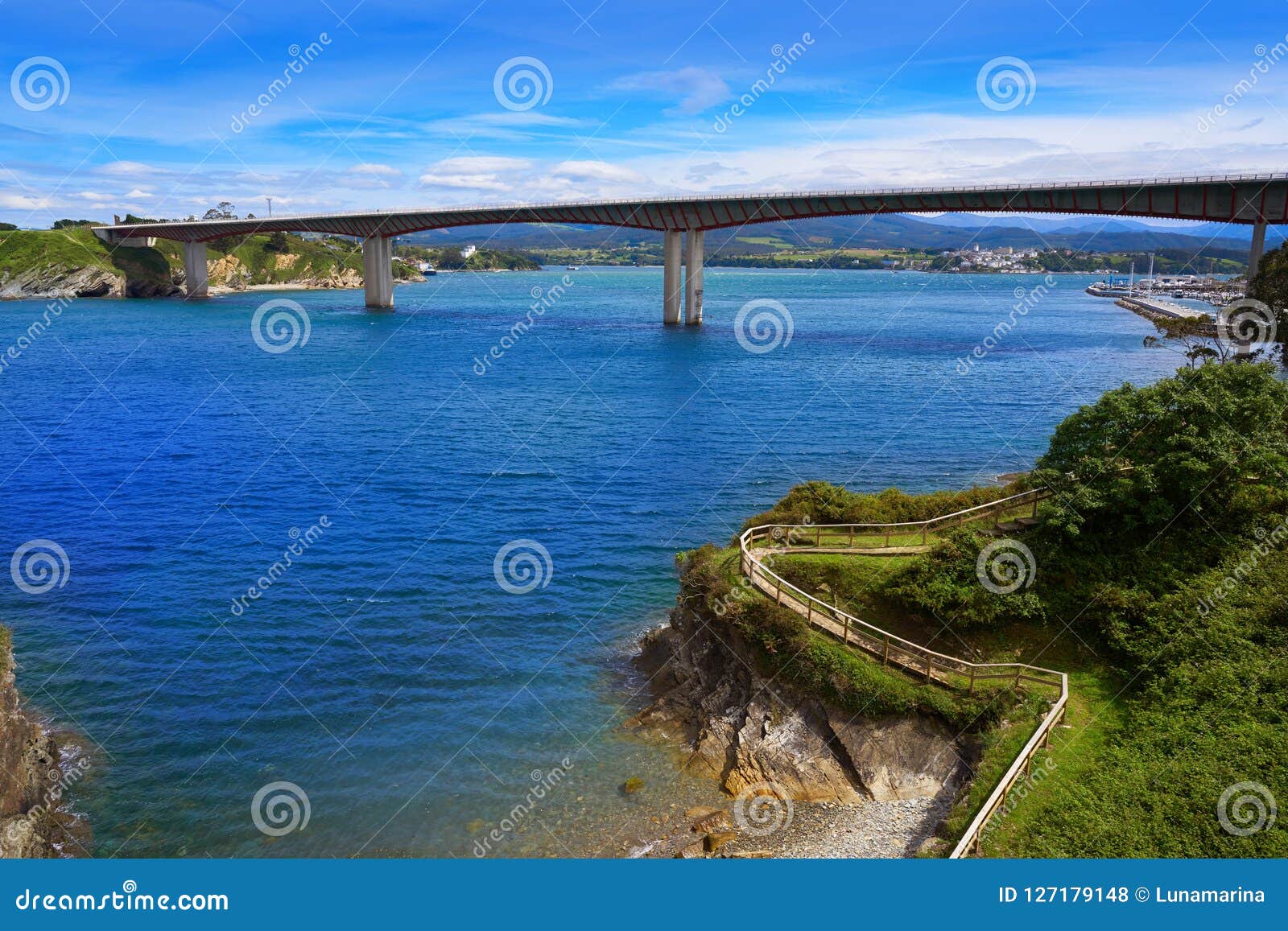 ribadeo bridge over eo river galicia spain