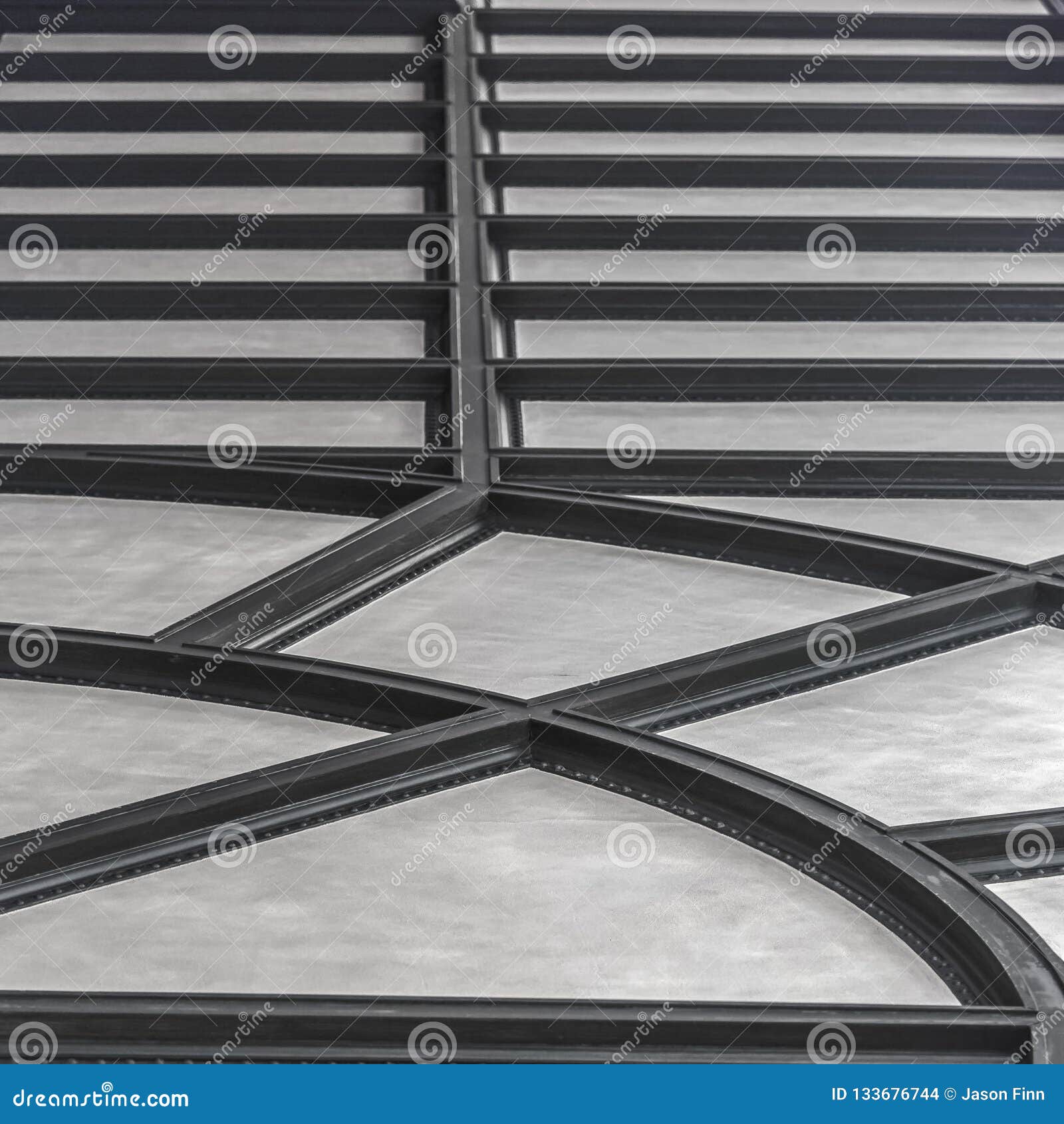 ribbed ceiling with radial and horizontal pattern