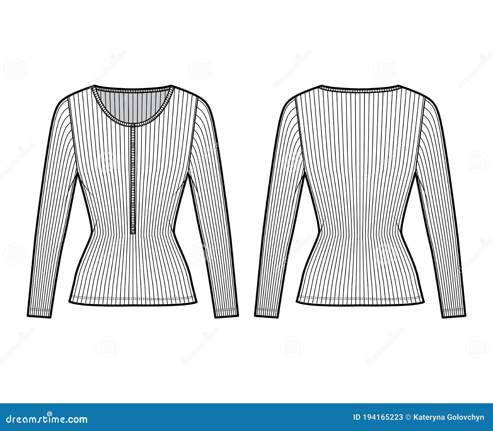 ribbed cotton-jersey top technical fashion  with long sleeves, slim fit, scoop henley neckline. flat shirt