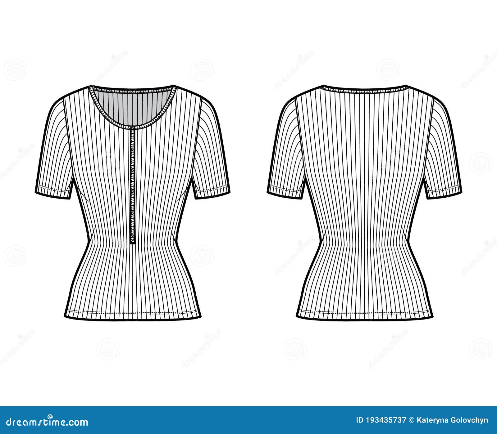 ribbed cotton-jersey top technical fashion  with short sleeves, slim fit, scoop henley neckline. flat shirt