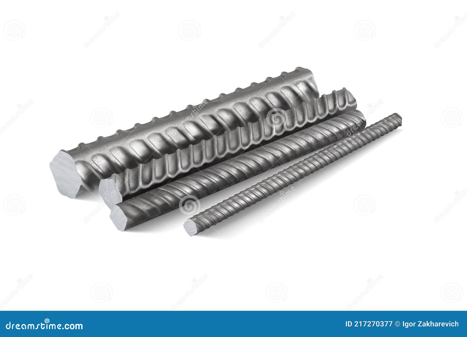 Ribbed Metal Reinforcement Rods for Building Reinforcement Stock Vector