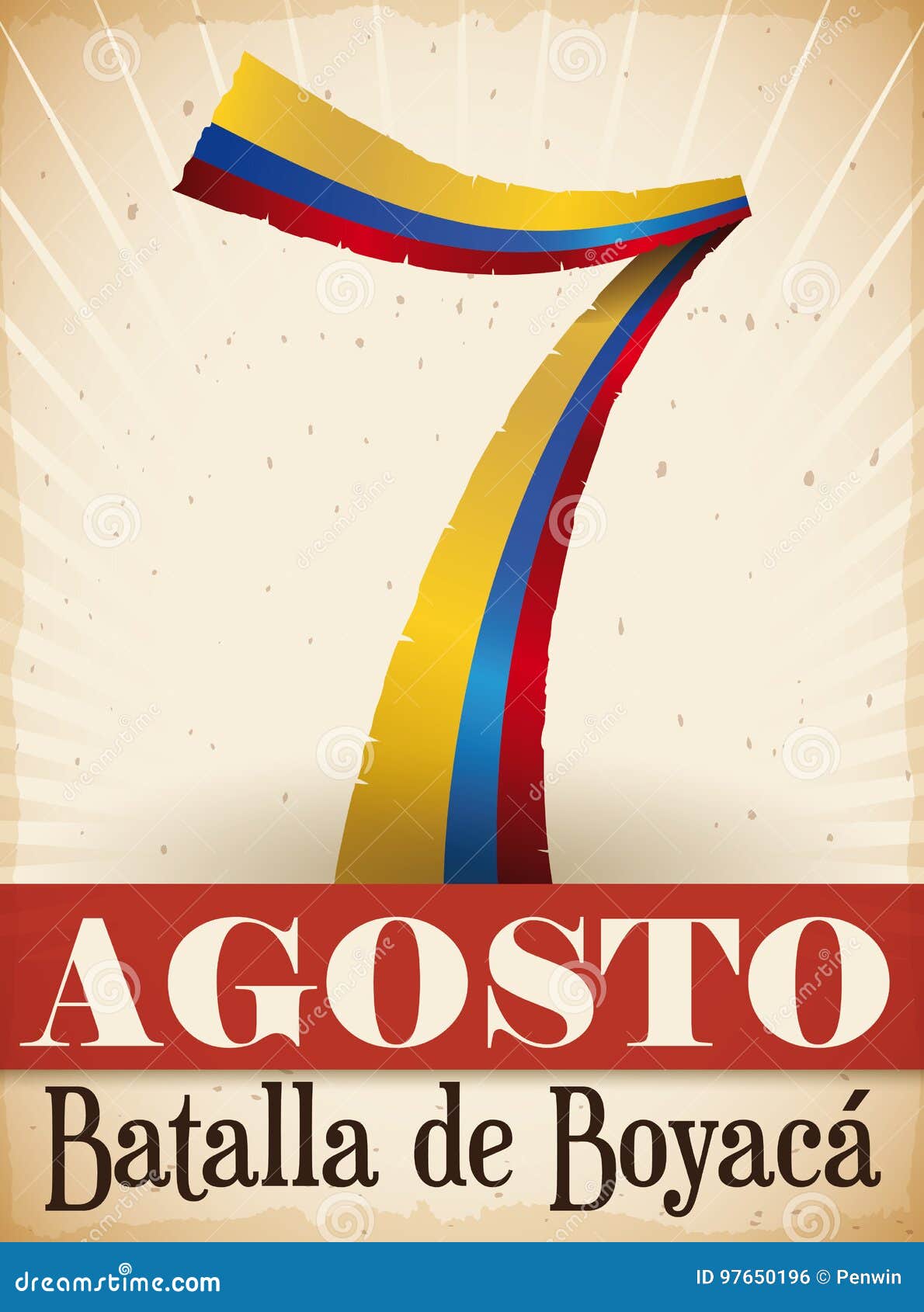 ribbon with colombian colors like number seven for national day,  