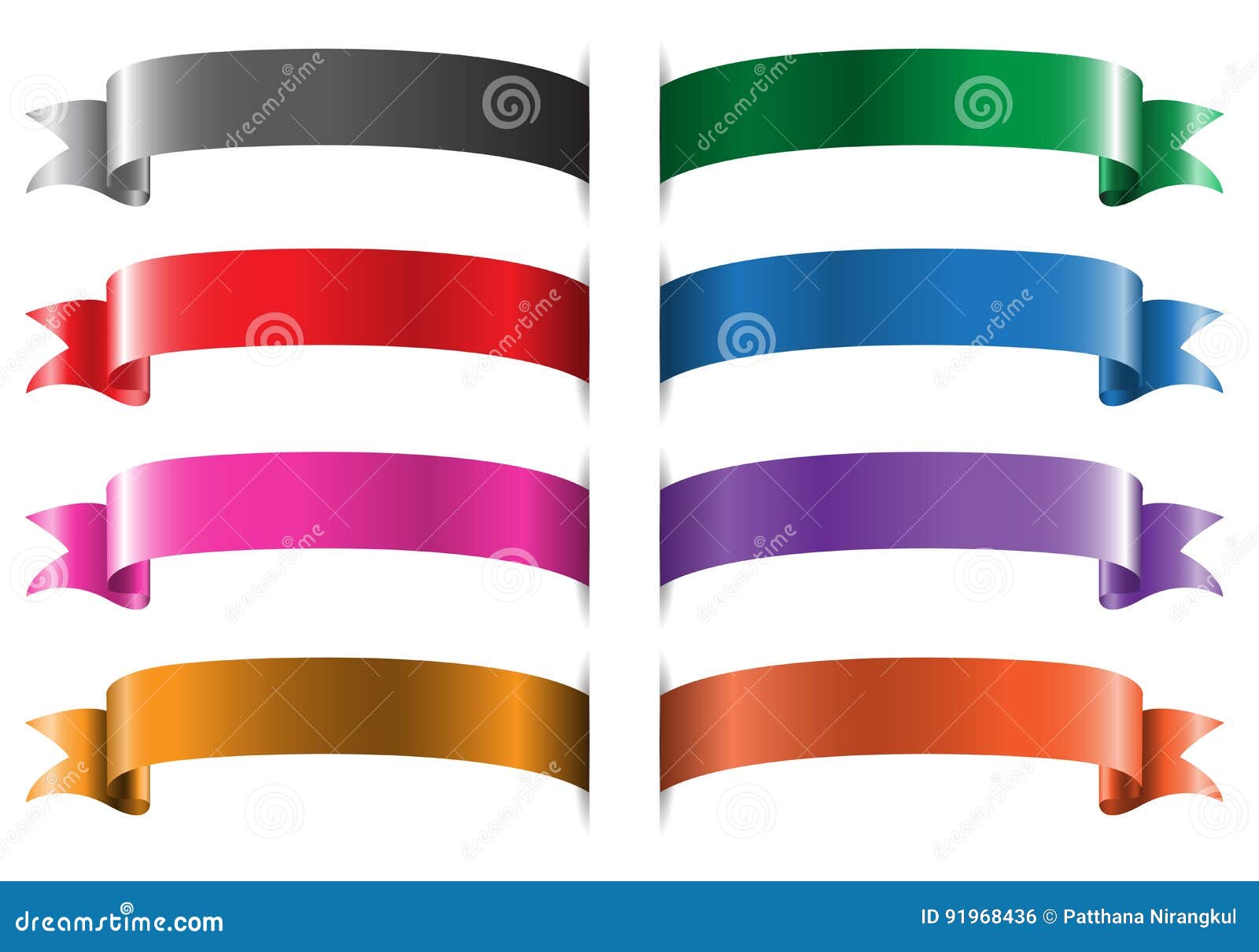Ribbon Colors Set on White Design Vector. Stock Vector Illustration