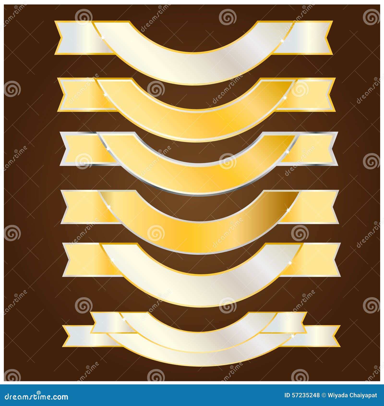 Ribbon Gold and Silver Vector Stock Vector - Illustration of ornate