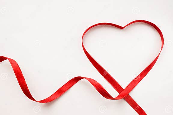 Red Ribbon Heart Love Symbol. Happy Valentine S Day. White Background ...