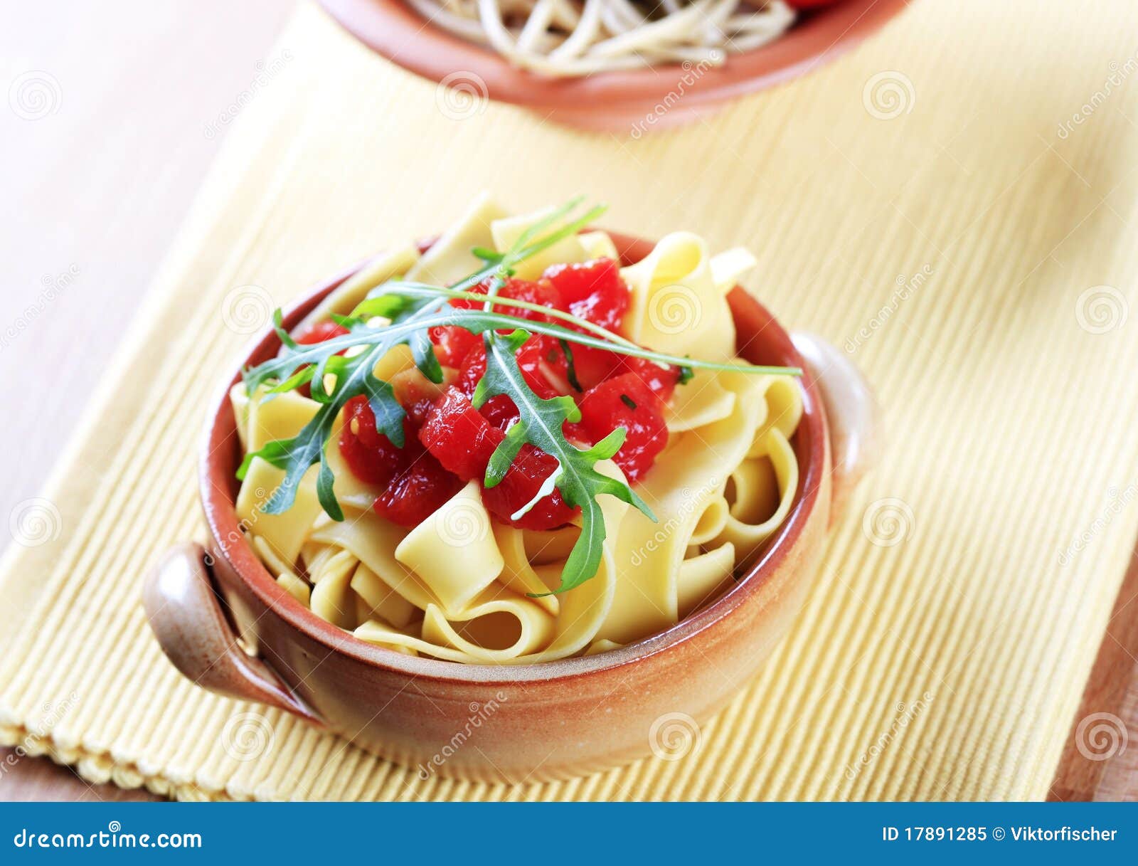 Ribbon Pasta and Peeled Tomato Stock Image Image of rocket, greens