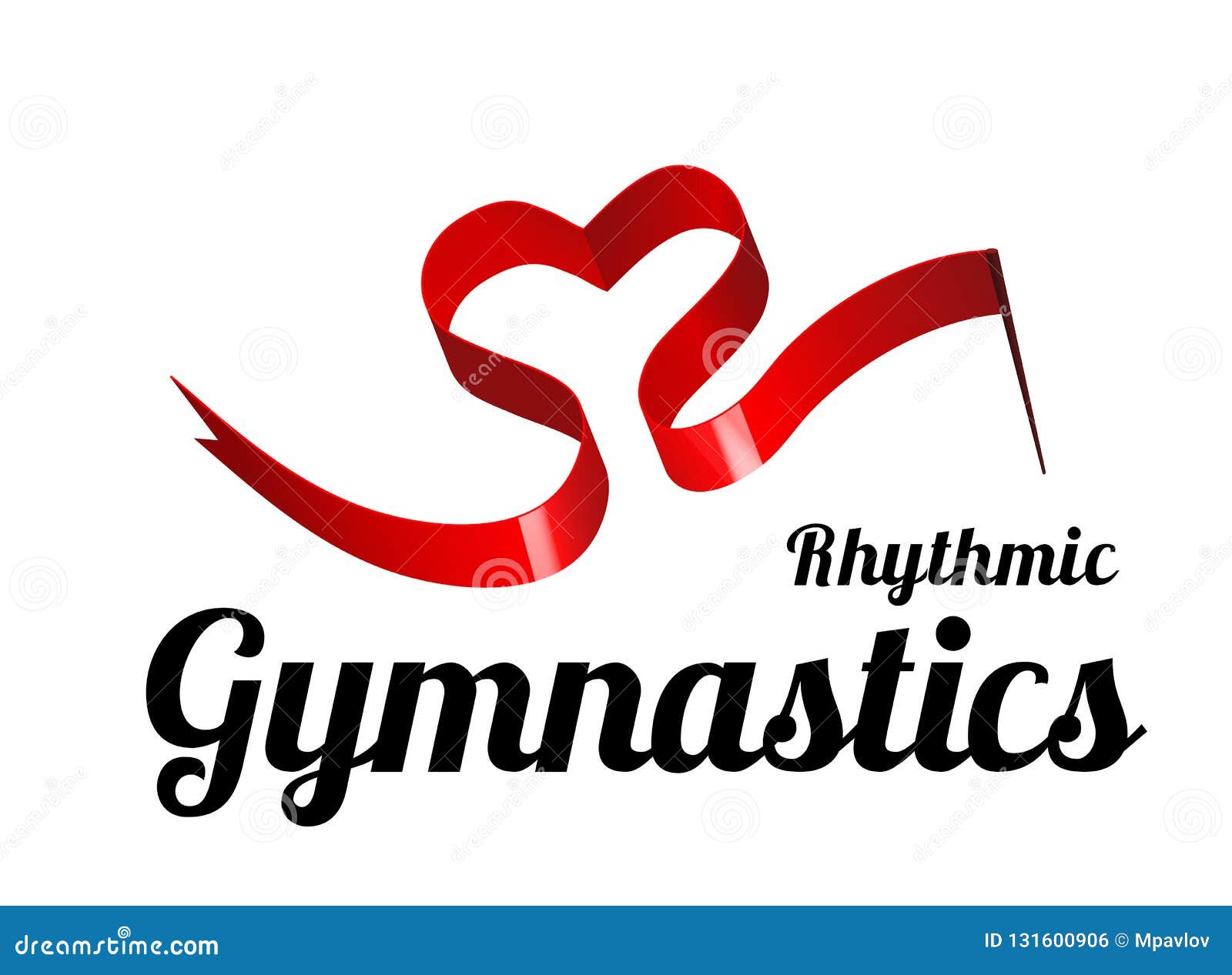 ribbon for rhythmic gymnastics in the  of a heart.   on white