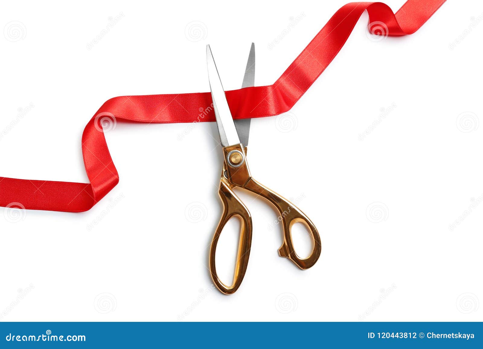 Ribbon and Scissors on White Background Stock Photo - Image of