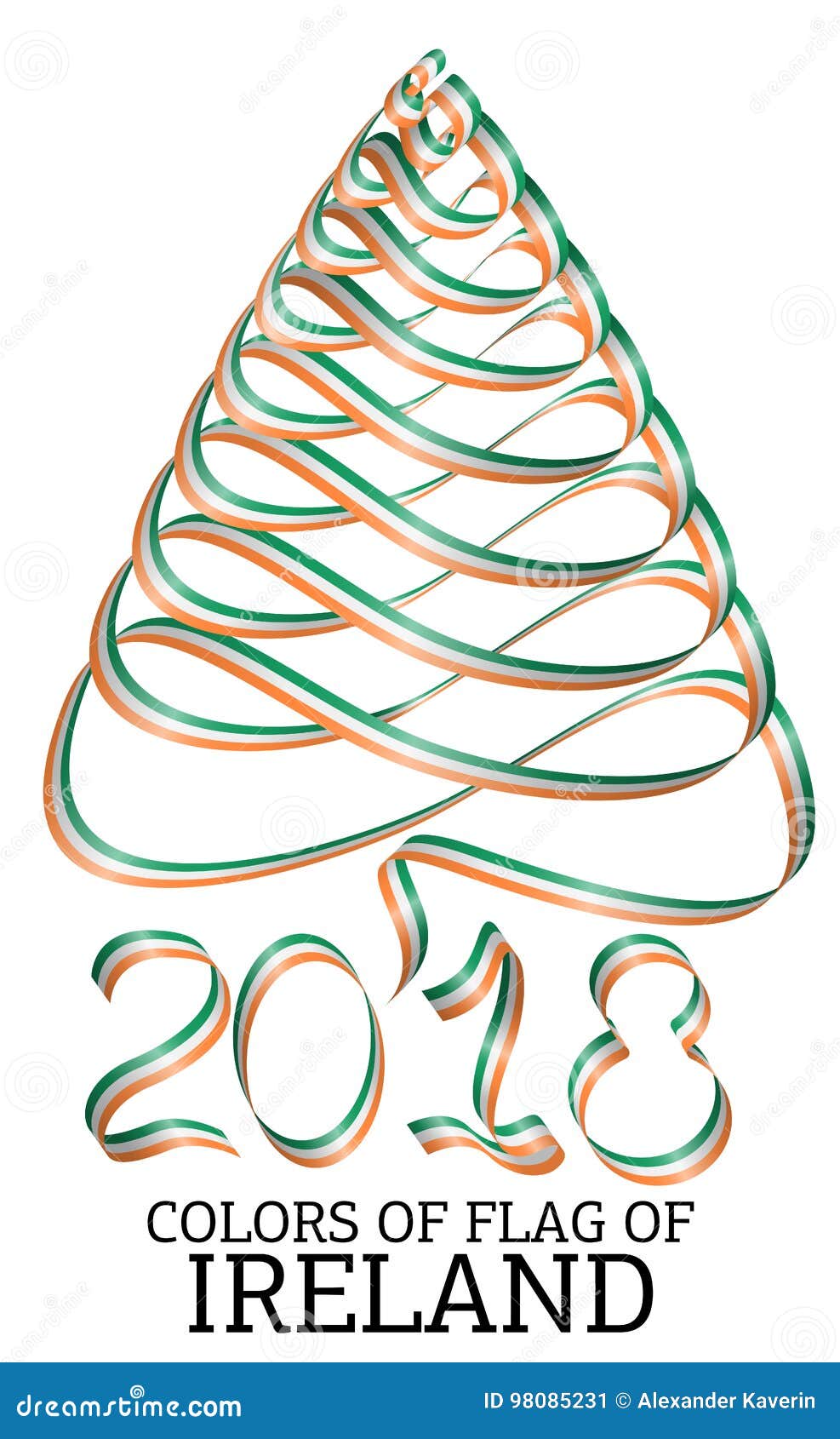 Ribbon in the Shape of a Christmas Tree with the Colors of the Flag of