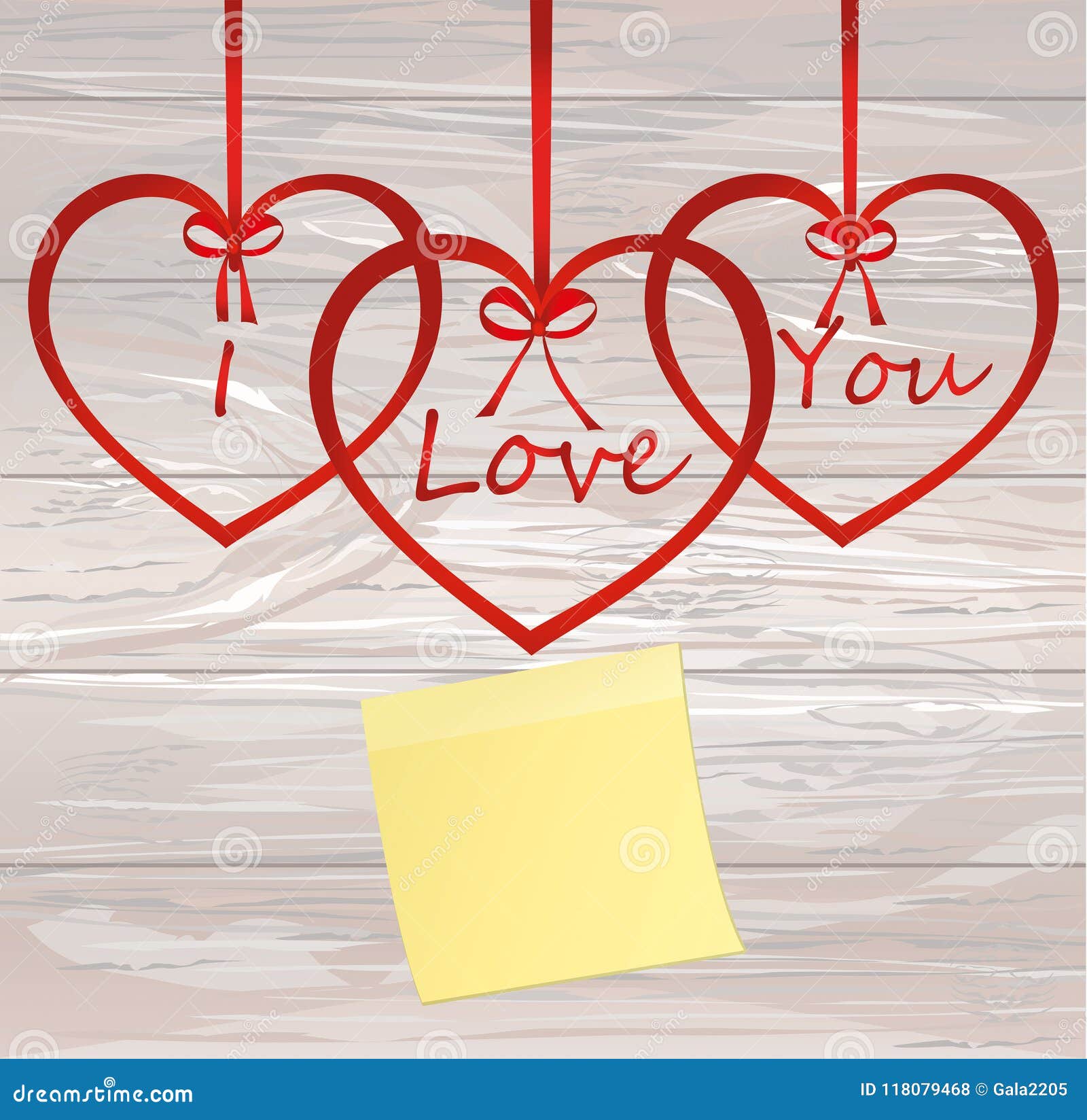 A Ribbon In The Shape Of A Heart Empty Yellow Sheet Of Paper For