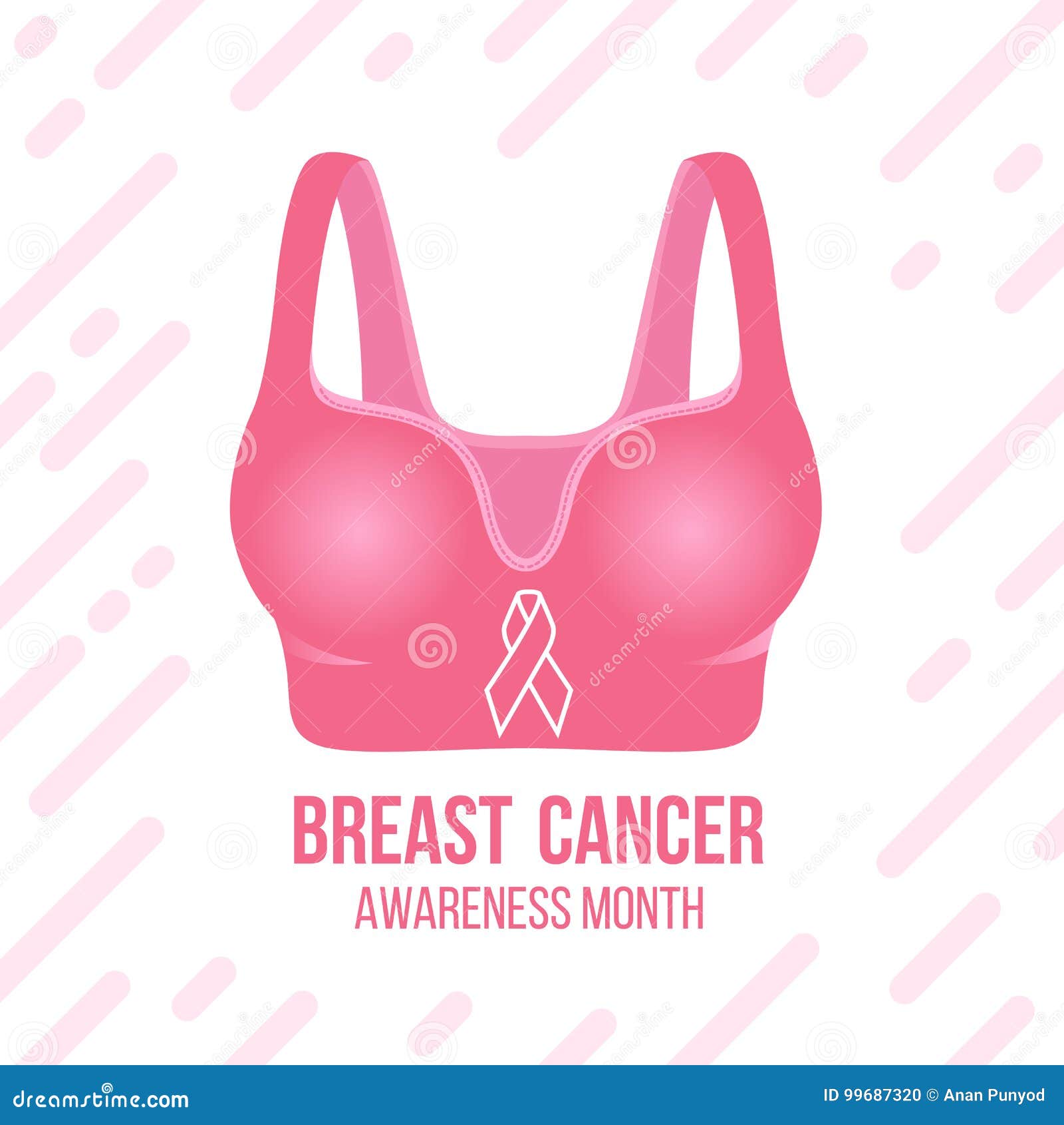 Ribbon Sign on Pink Women`s Bras and Breast Cancer Awareness Month Tex T  Vector Design Stock Vector - Illustration of disease, campaign: 99687320