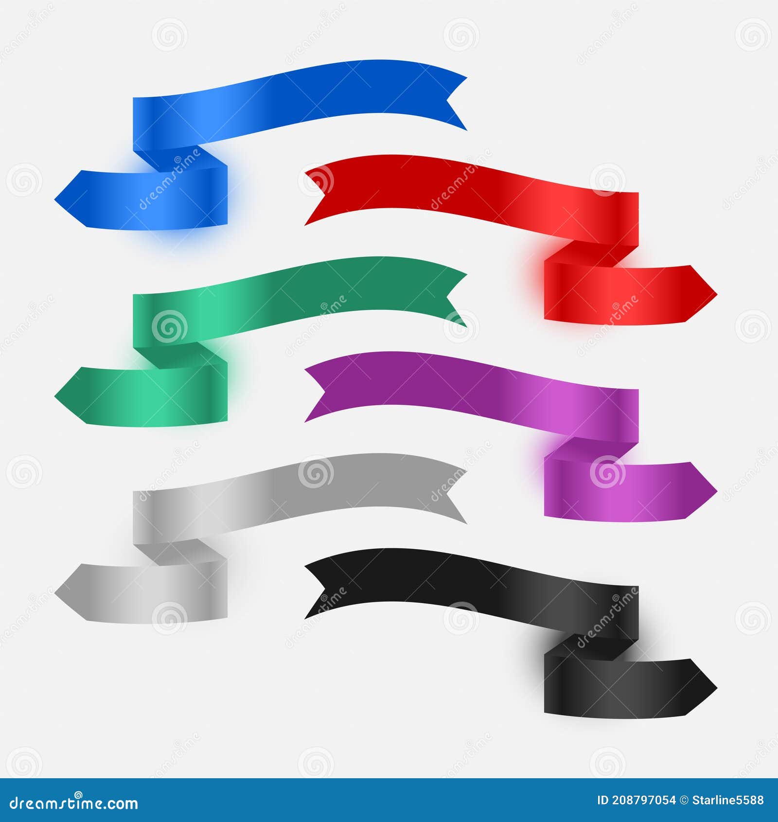 Ribbons Banner Flags Set of Six Stock Vector Illustration of ribbon