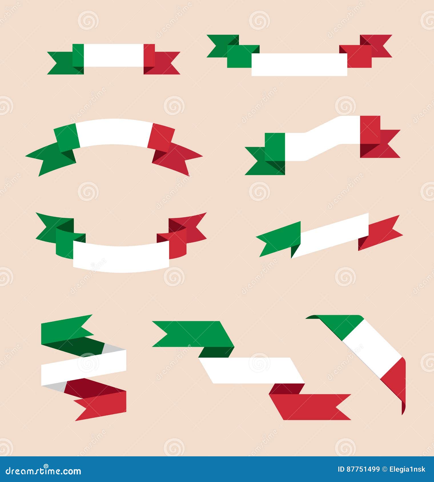 ribbons or banners in colors of italian flag stock vector