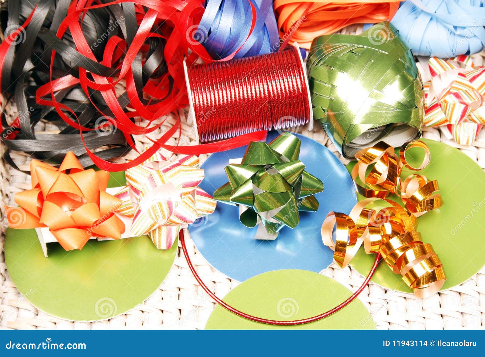 Ribbons, bows and cards stock photo. Image of decoration 11943114