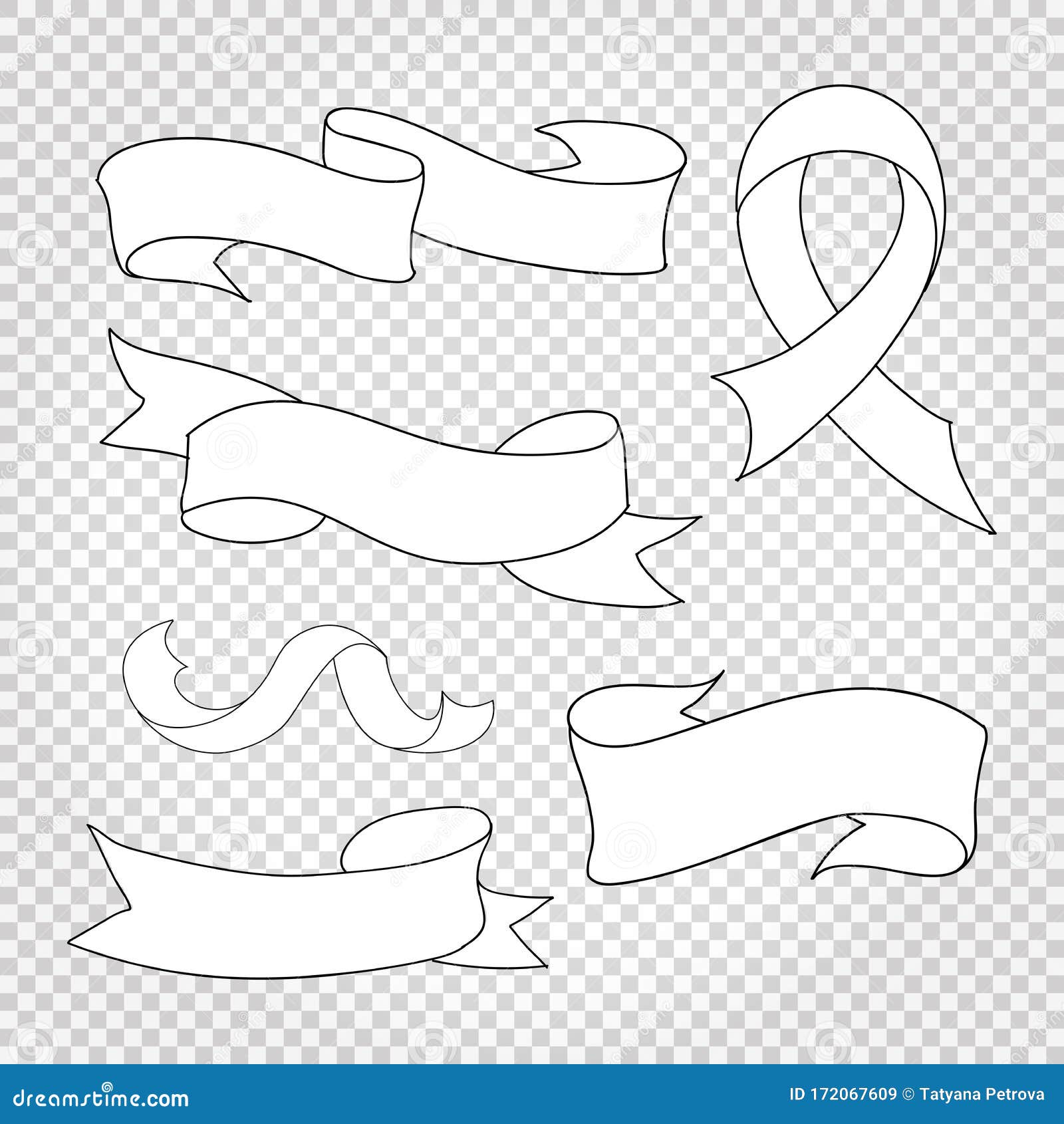 Ribbons Collection. Vector Illustration, Isolated. Editable Line