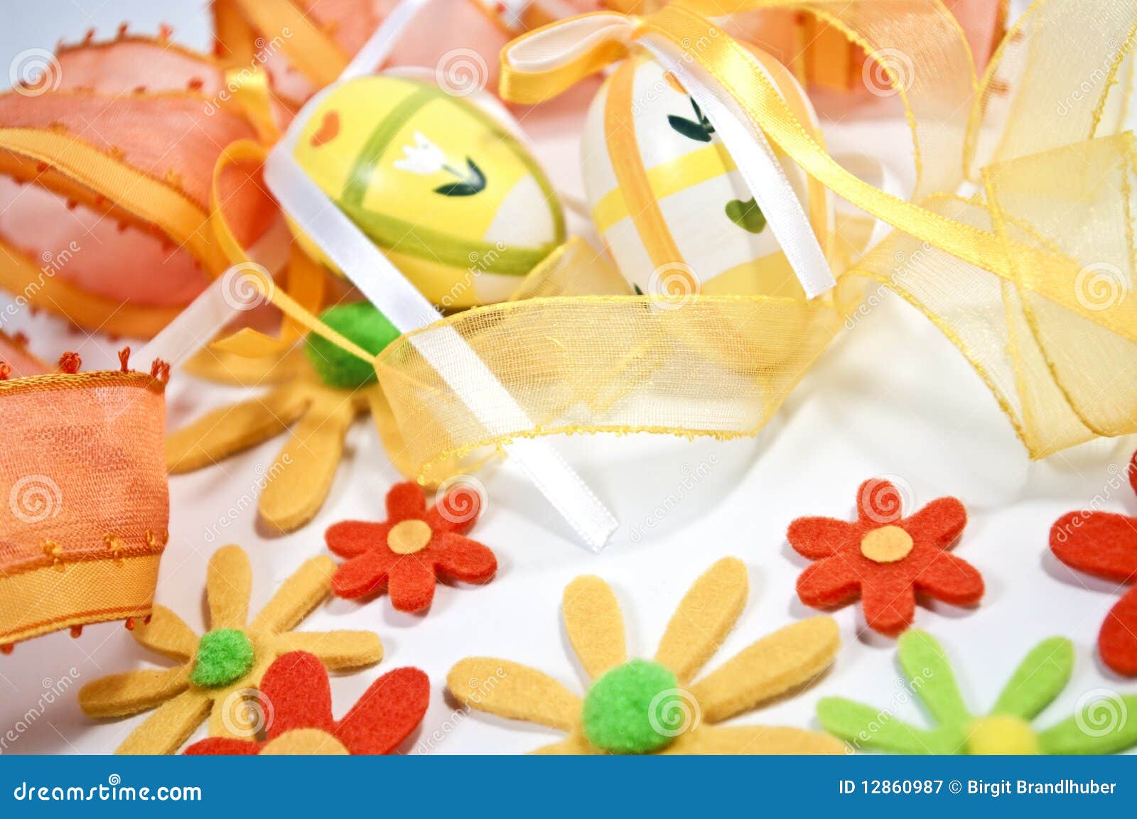 Ribbons and felt flowers stock image. Image of multi 12860987