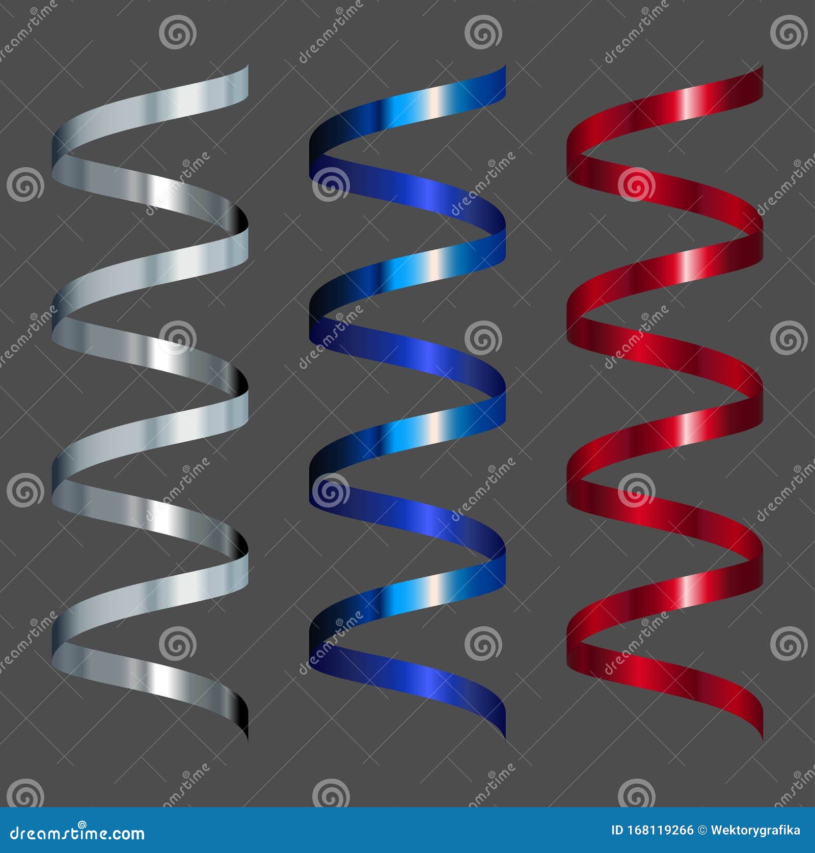 Party Decorations Color Streamers or Curling Party Ribbons. Vector