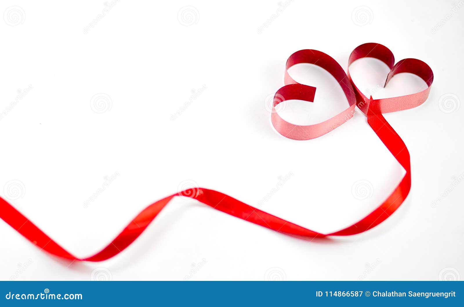 Ribbons Shaped As Hearts on White Background, Valentine Day Concept ...