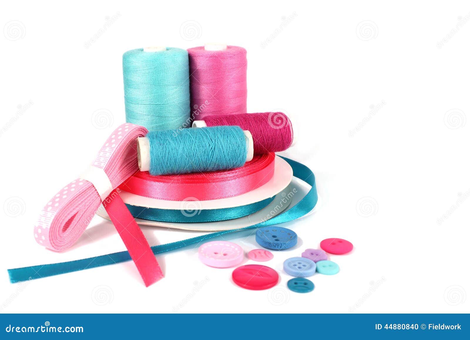 Ribbons and Thread Sewing Items Stock Photo Image of background, creative 44880840