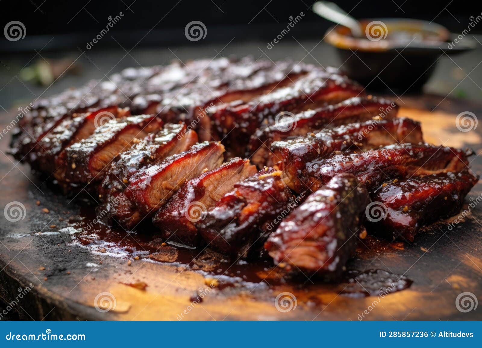 Ribs Glazed with Bbq Sauce Ready for Grilling Stock Photo Image of