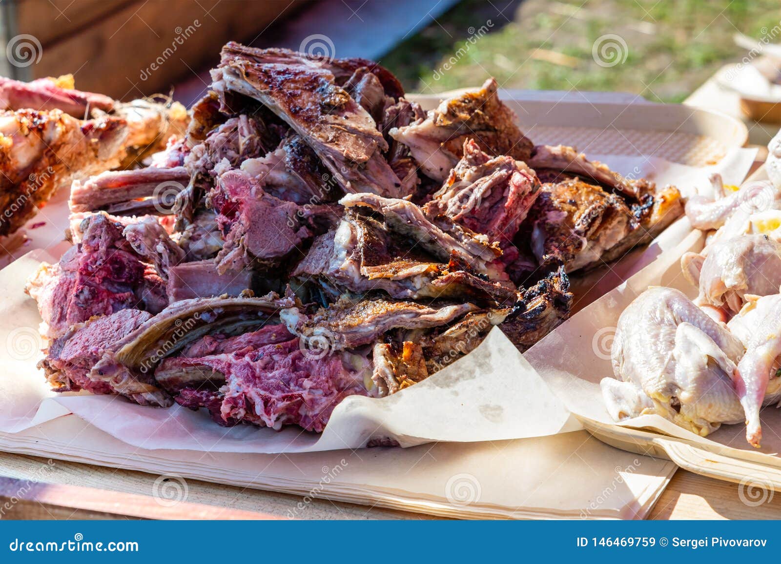 Ribs Meat Kenguryatina Dark Delicious Fresh Spicy Exotic Dishes of a Summer  Barbecue Picnic, Lots of Meat Men`s Party Stock Image - Image of bone,  chop: 146469759