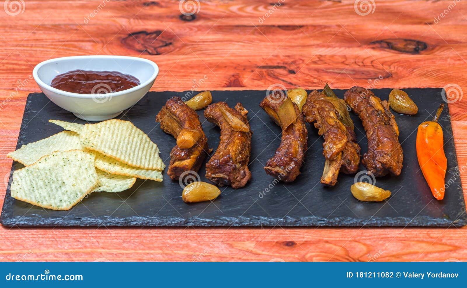 Ribs Spinach Chips Garlic Chilly Stock Photo Image of background, braai 181211082