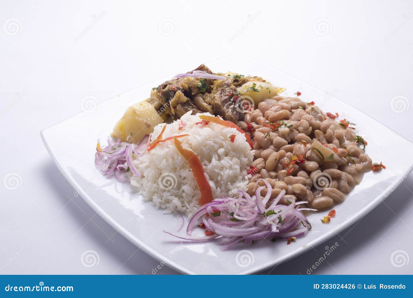 seco de cabrito peruvian food,rice with beans