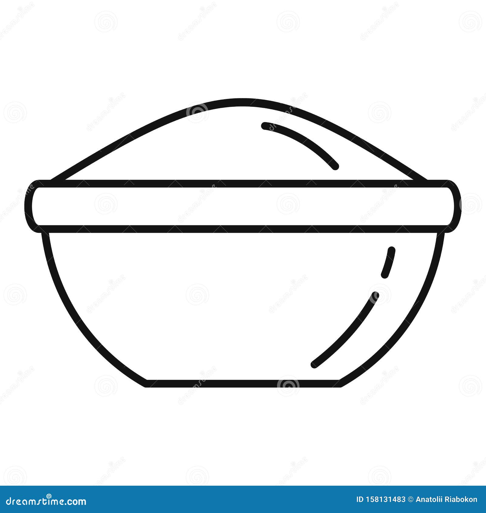 Rice Bowl Icon, Outline Style Stock Vector Illustration of healthy