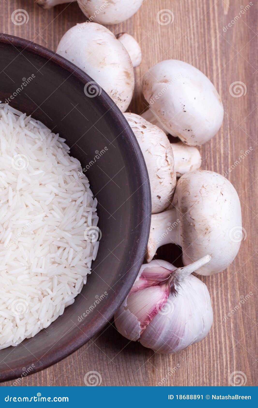 Rice in Bowl with Mushrooms Stock Image Image of nutritious, food