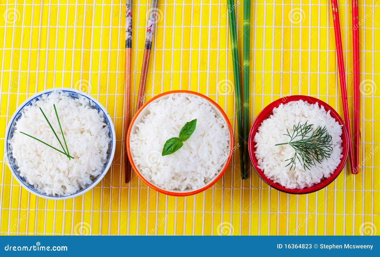 Rice bowls stock image. Image of basil, meal, organic 16364823