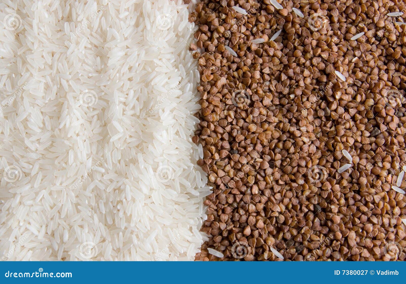 Rice and buckwheat stock image. Image of brown, buckwheat 7380027