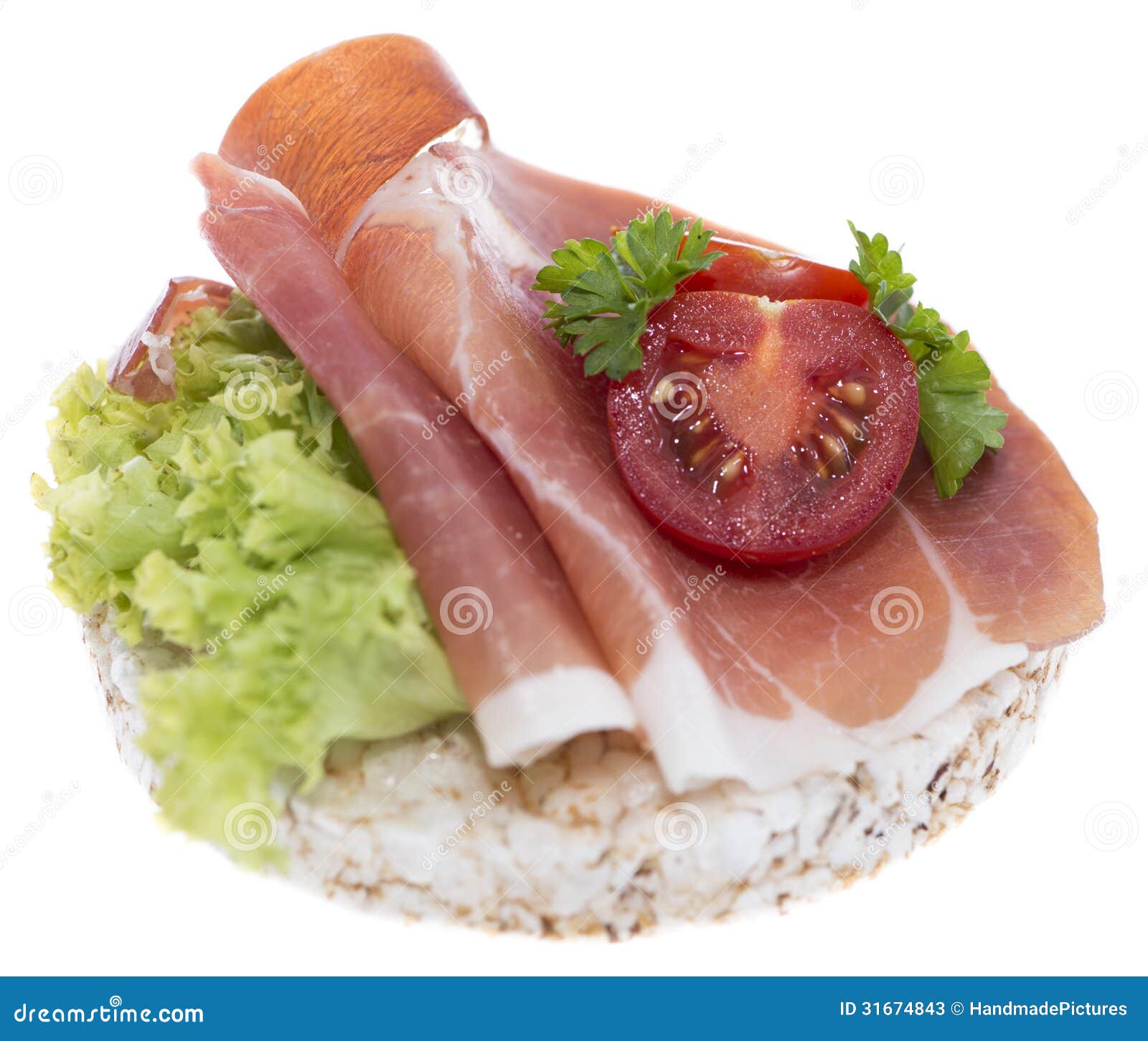 Rice Cake with Ham stock image. Image of lettuce, background 31674843