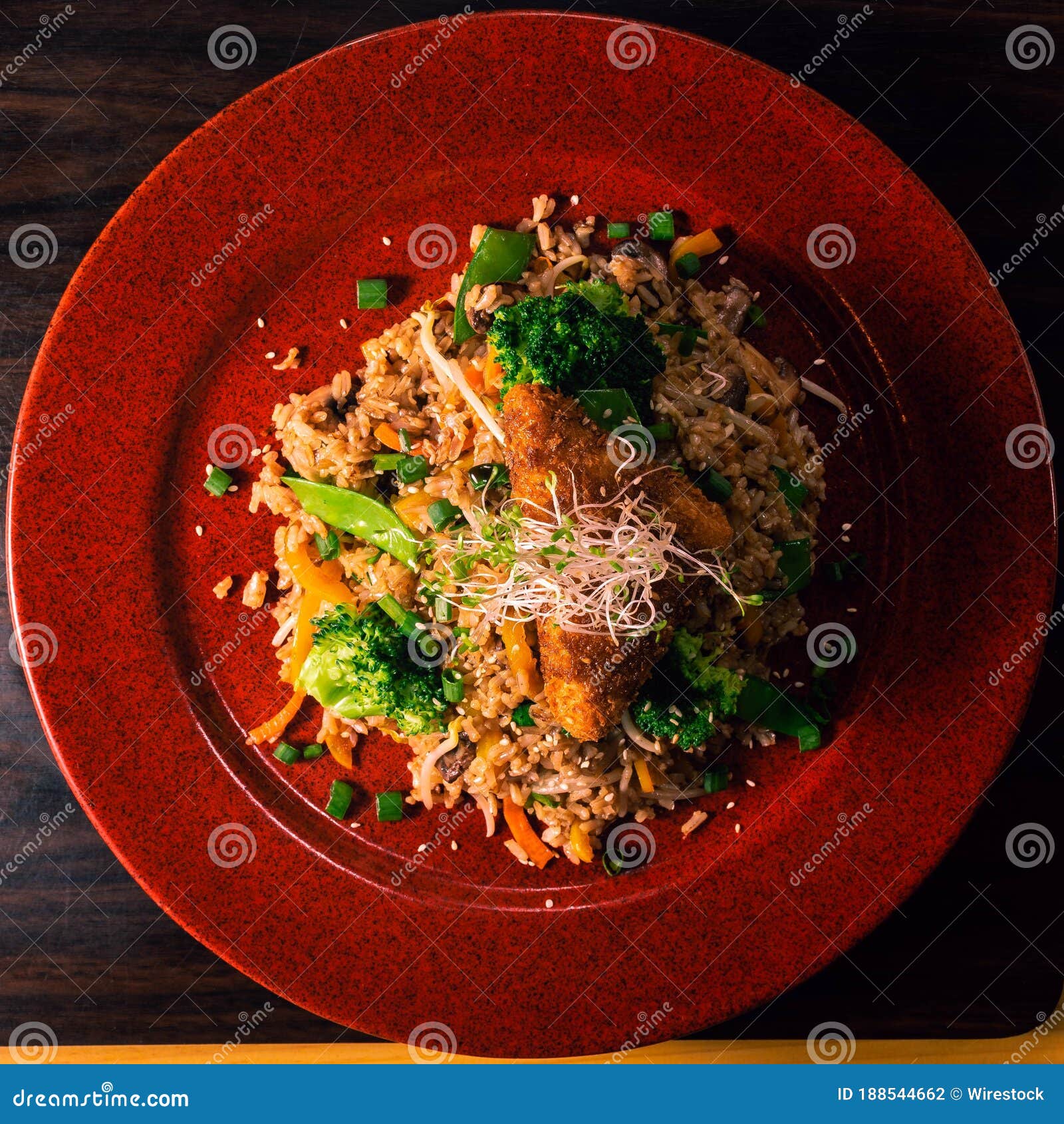Rice and Chicken Wings with Vegetables on Top Stock Photo Image of