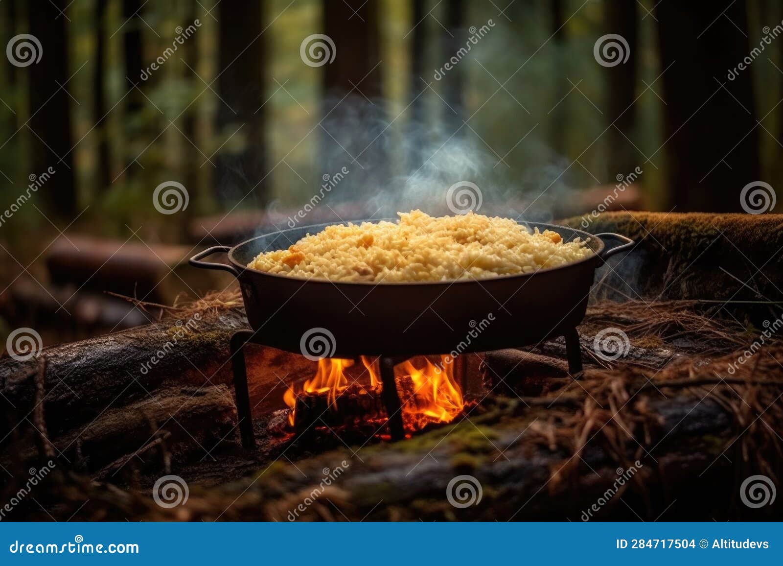 Rice Cooking in Campfire with Forest Background Stock Photo Image of nature, rice 284717504